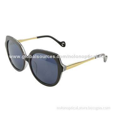 Oversize black tortoise sunglasses temple with hole deco